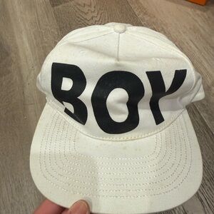 White Cap with Black Lettering